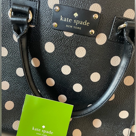 Kate Spade Small Camryn Wellesley Printed Handbag Black & Tan Polka Dot - Picture 2 of 5
